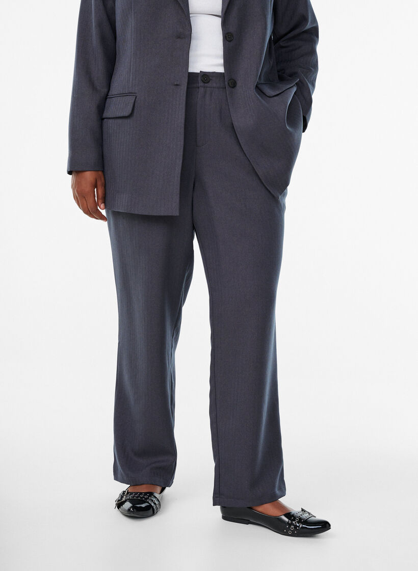 Suit trousers with straight legs and textured pattern, Dark Grey, Model image number 2