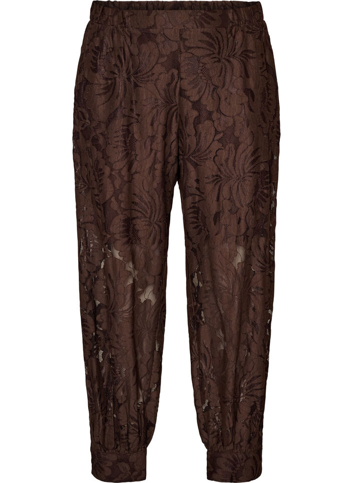 Lace balloon trousers with inner shorts, Brown, Packshot image number 0
