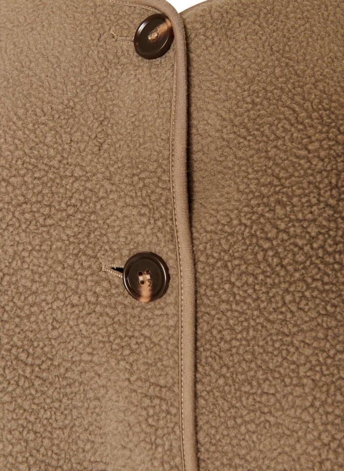 Teddy jacket with a round neck and buttons, Brown, Packshot image number 2
