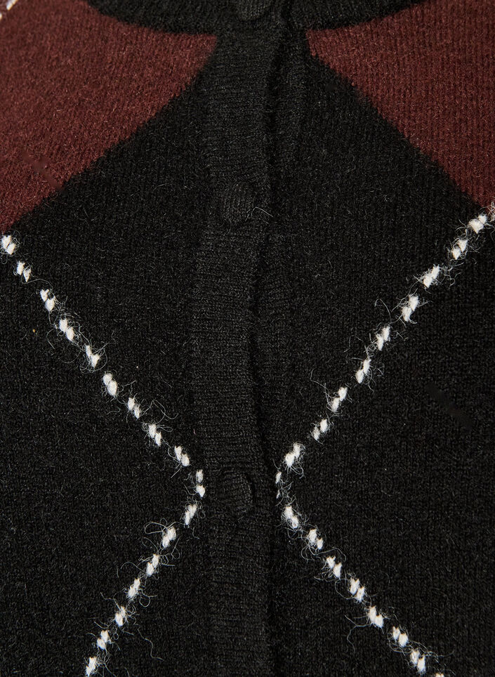 Cardigan with argyle pattern, Black, Packshot image number 2