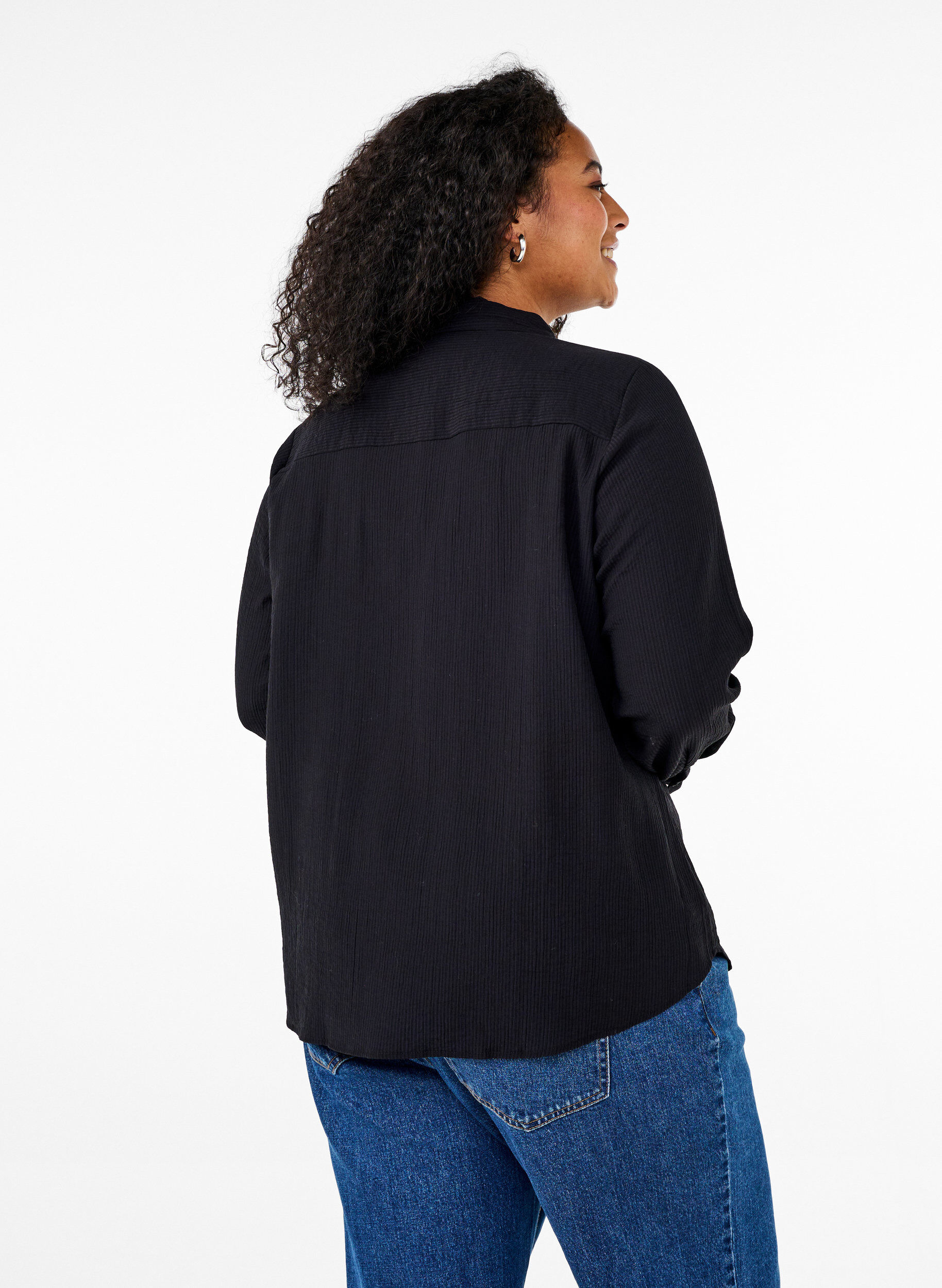 Zizzifashion Shirt with a striped texture, Black, Model image number 2