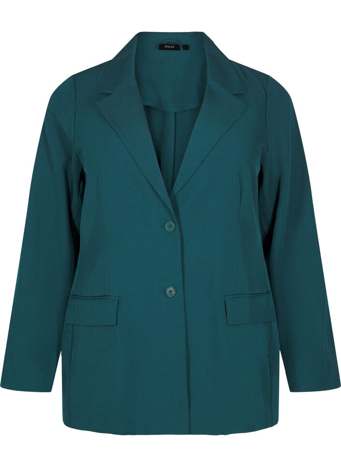 FLASH - Blazer with pockets and a slit, Green, Packshot image number 0