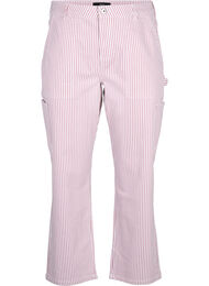 Striped cargo jeans with a straight fit, Rose White Stripe, Packshot