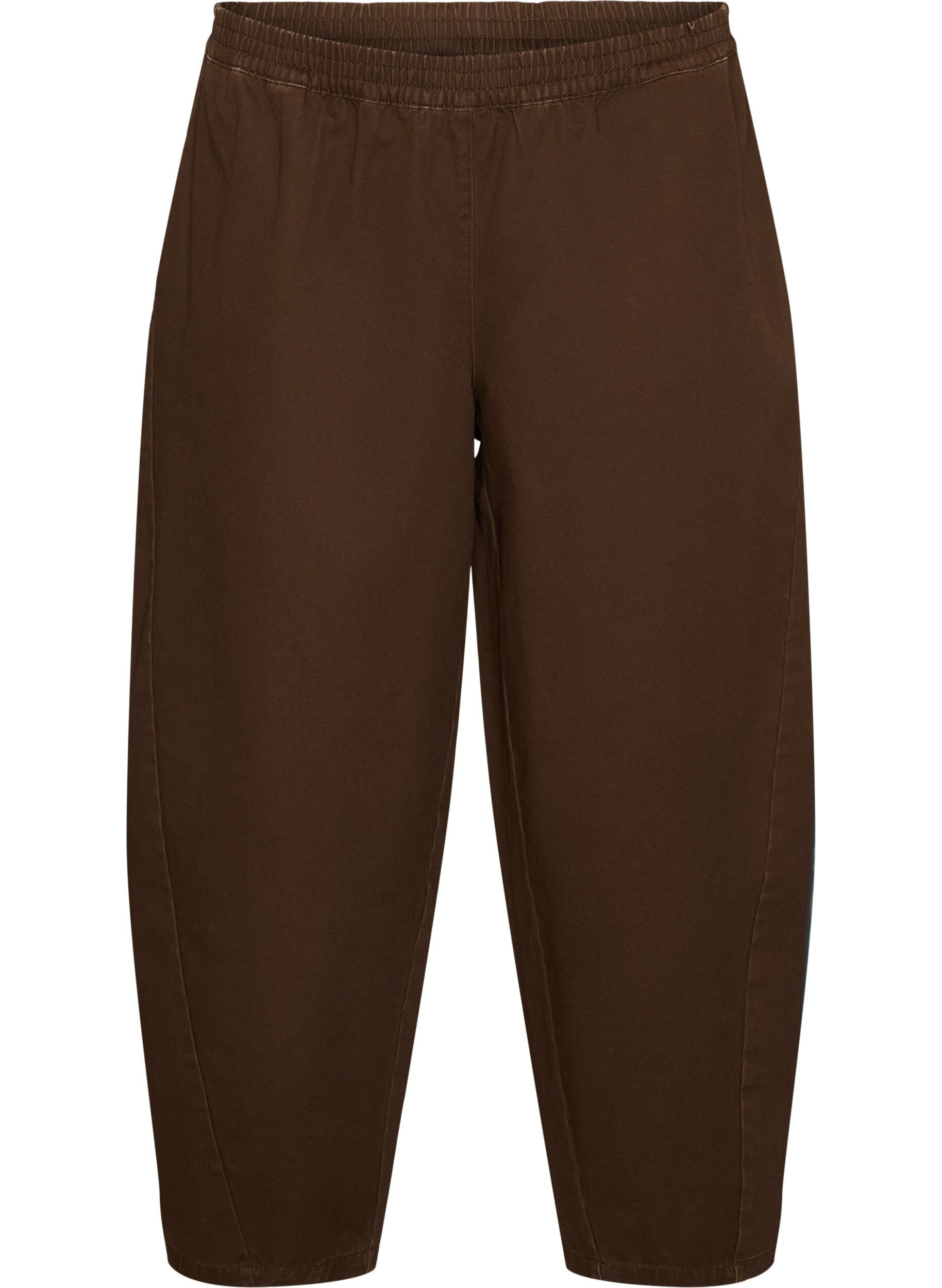ZizzifashionBarrel jeans with a high waist and elasticated waistband, Brown, Packshot image number 0