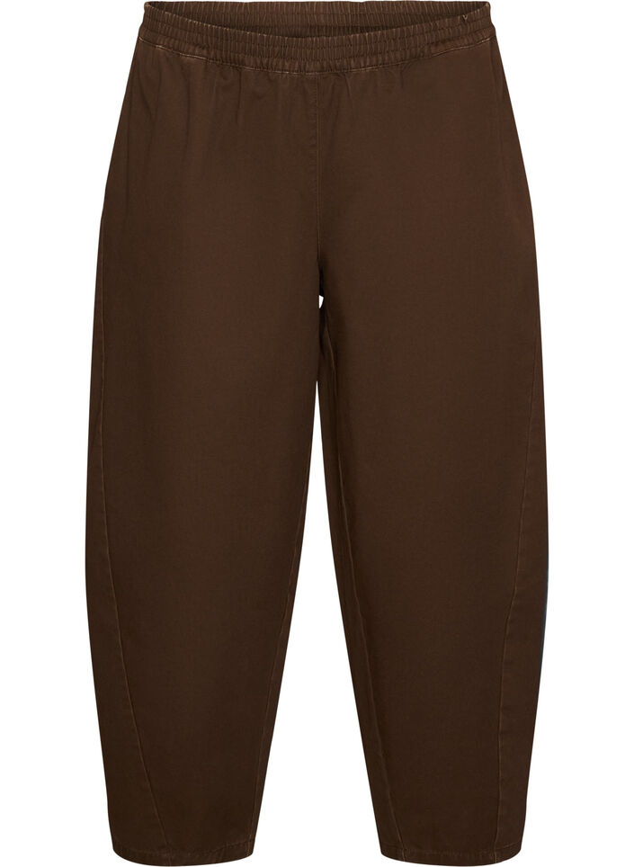 Barrel jeans with a high waist and elasticated waistband, Brown, Packshot image number 0
