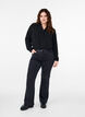 Long-sleeved shirt blouse with V-neck, Black, Model image number 2
