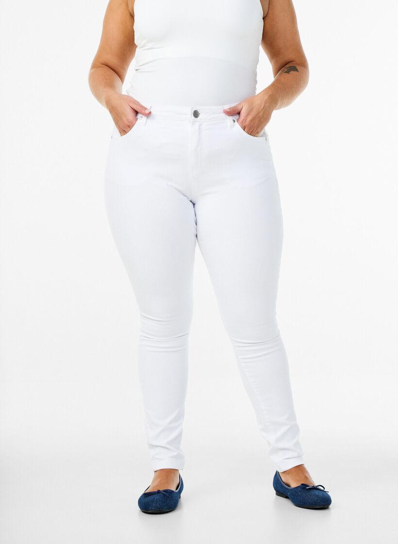 High-waisted super slim Amy jeans , White, Model image number 2