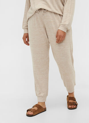 Loose viscose trousers with rib trim and drawstring, Nomad Mel, Model image number 2
