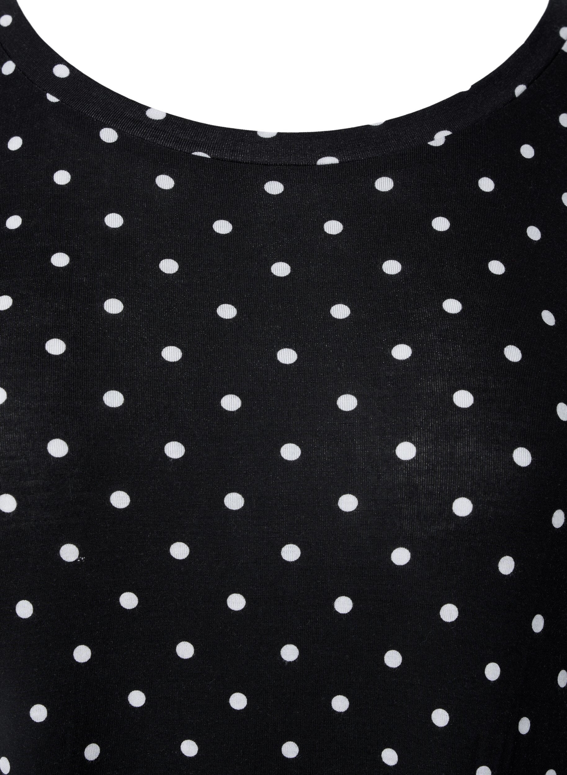 Zizzifashion Viscose midi dress with short sleeves, Black Dot, Packshot image number 2