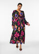 Maxi dress with a wrap-over neckline and long sleeves, Black, Model image number 0