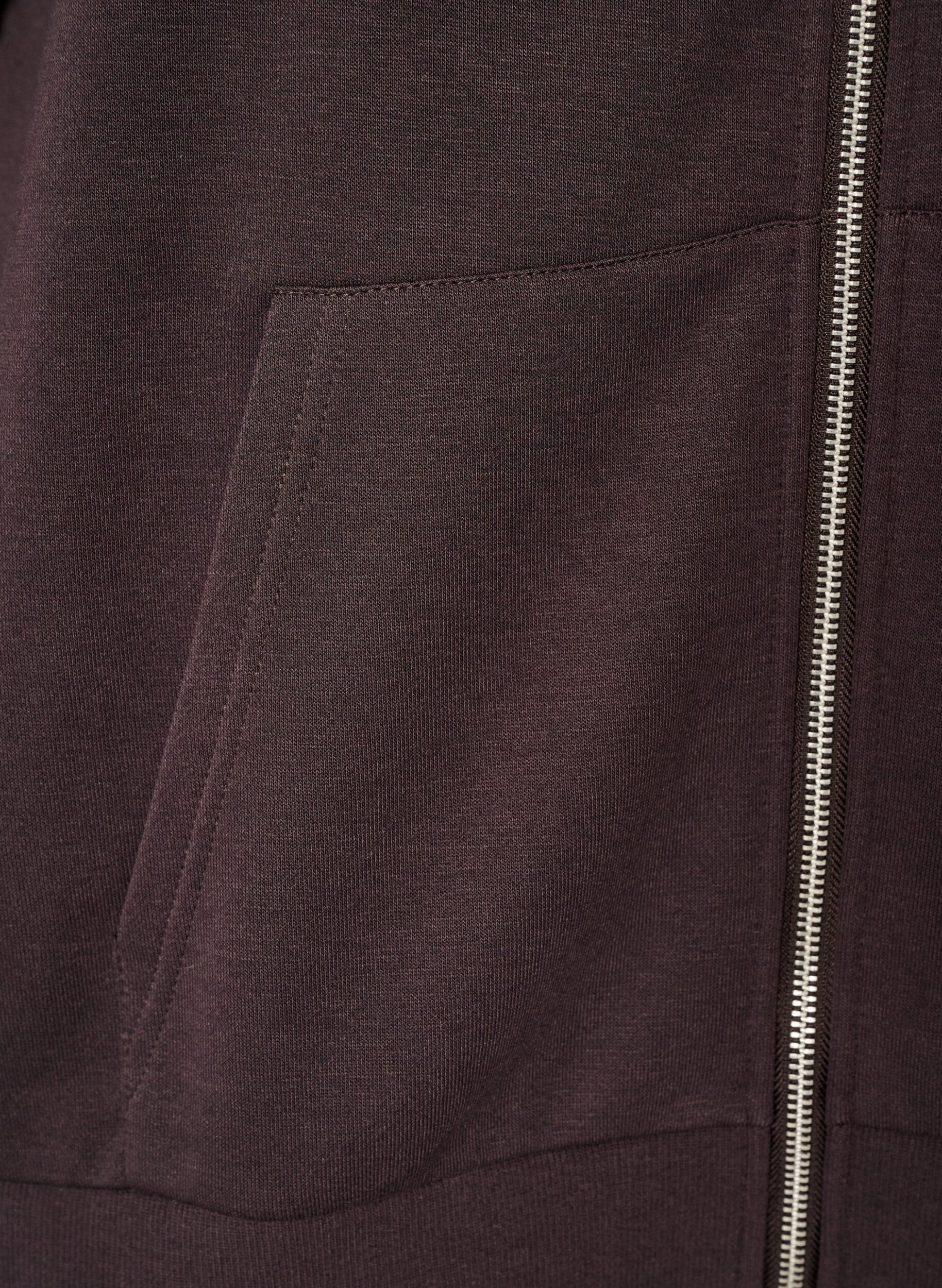 ZizzifashionHooded sweatshirt with a zip and pockets, Brown, Packshot image number 3