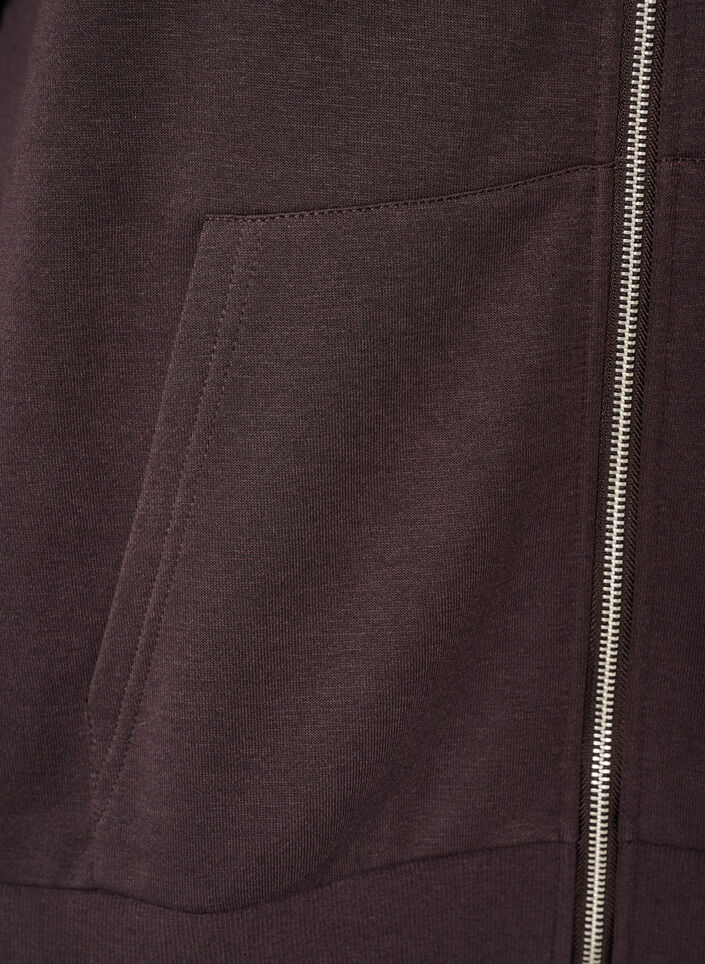 Hooded sweatshirt with a zip and pockets, Brown, Packshot image number 3