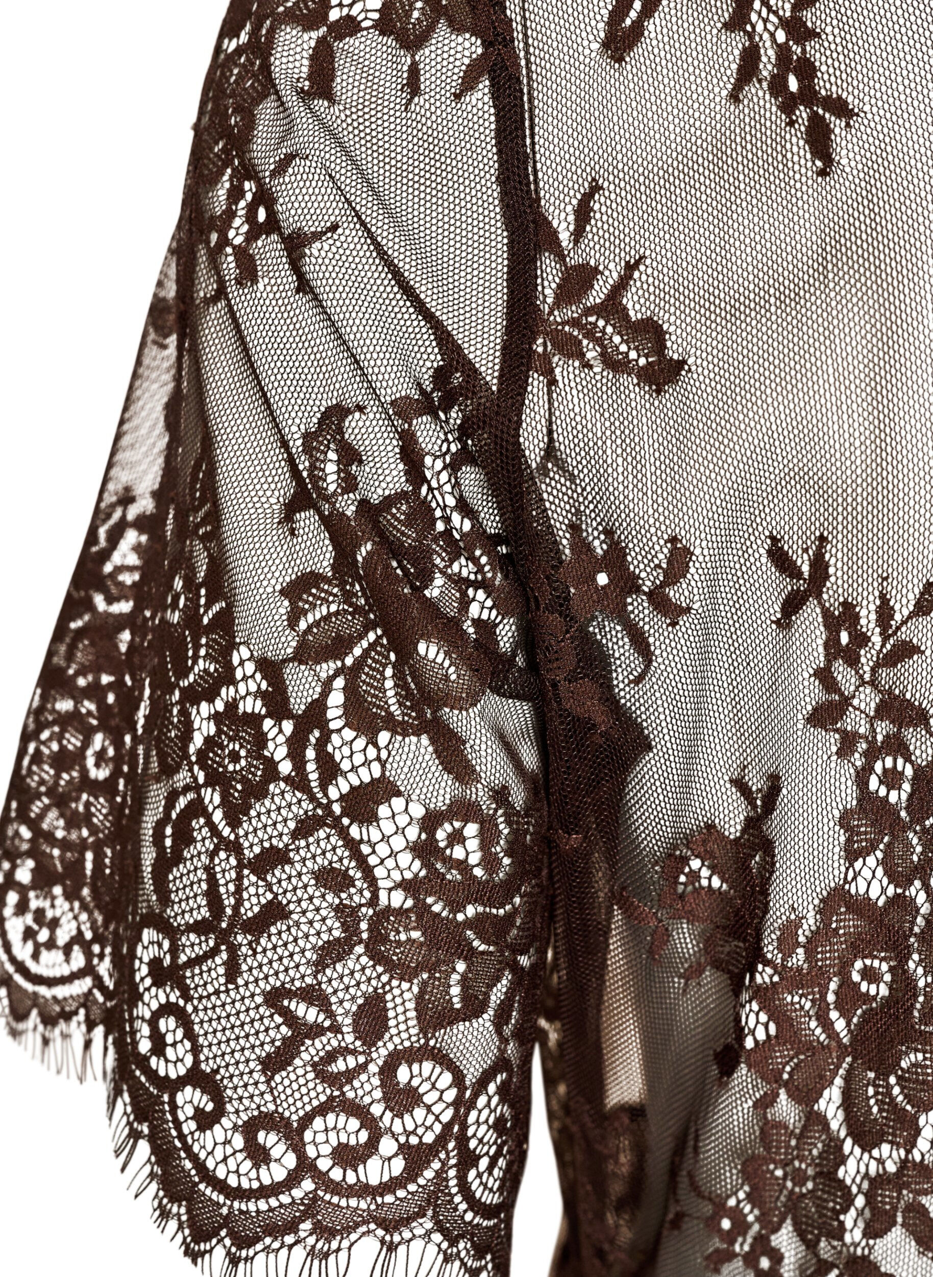 ZizzifashionSheer lace midi dress with short sleeves, Brown, Packshot image number 3