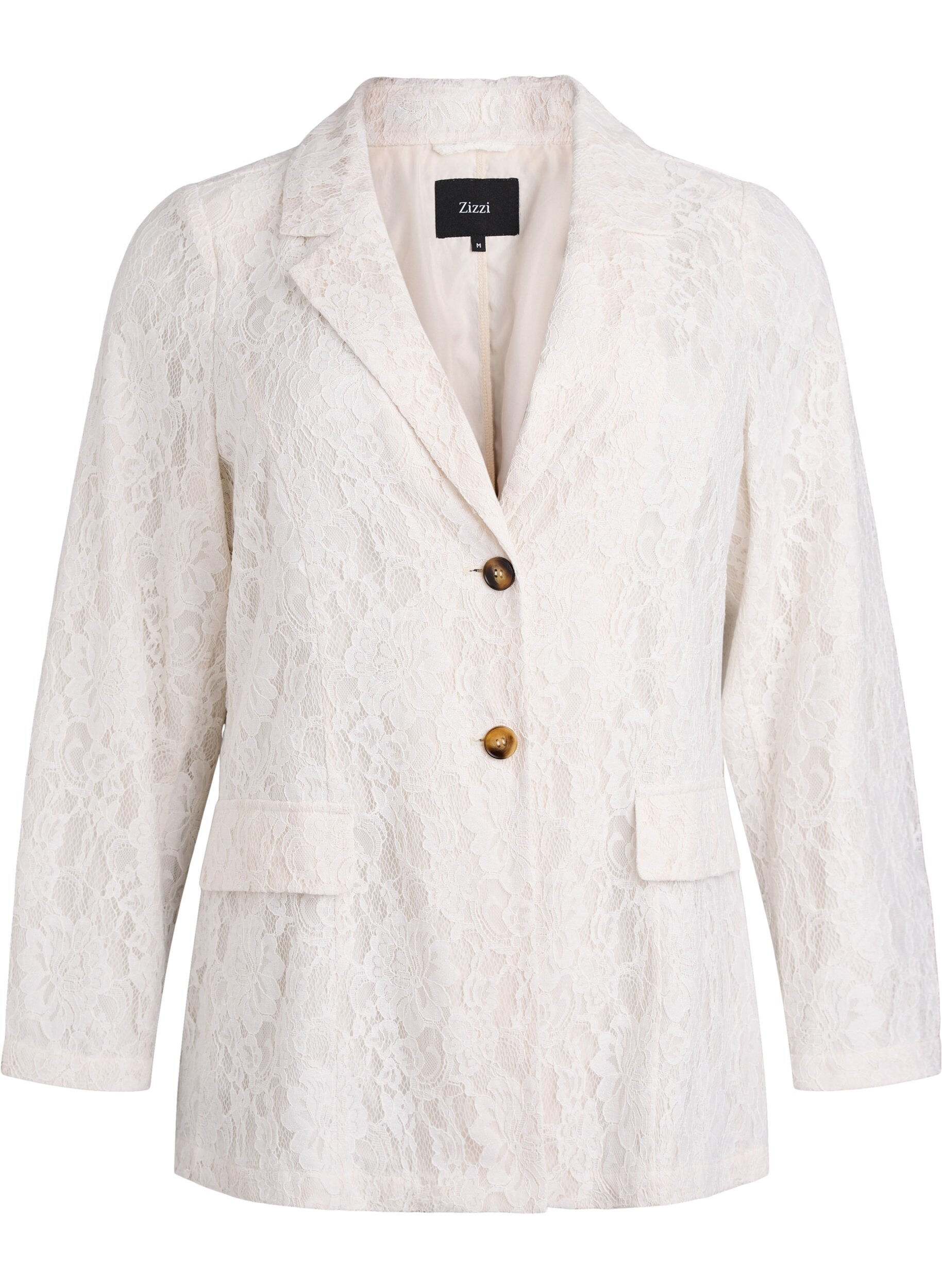 Lace blazer with button closure