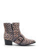 Wide fit - Leopard print ankle boot with buckle and studs, Brown, Packshot image number 0
