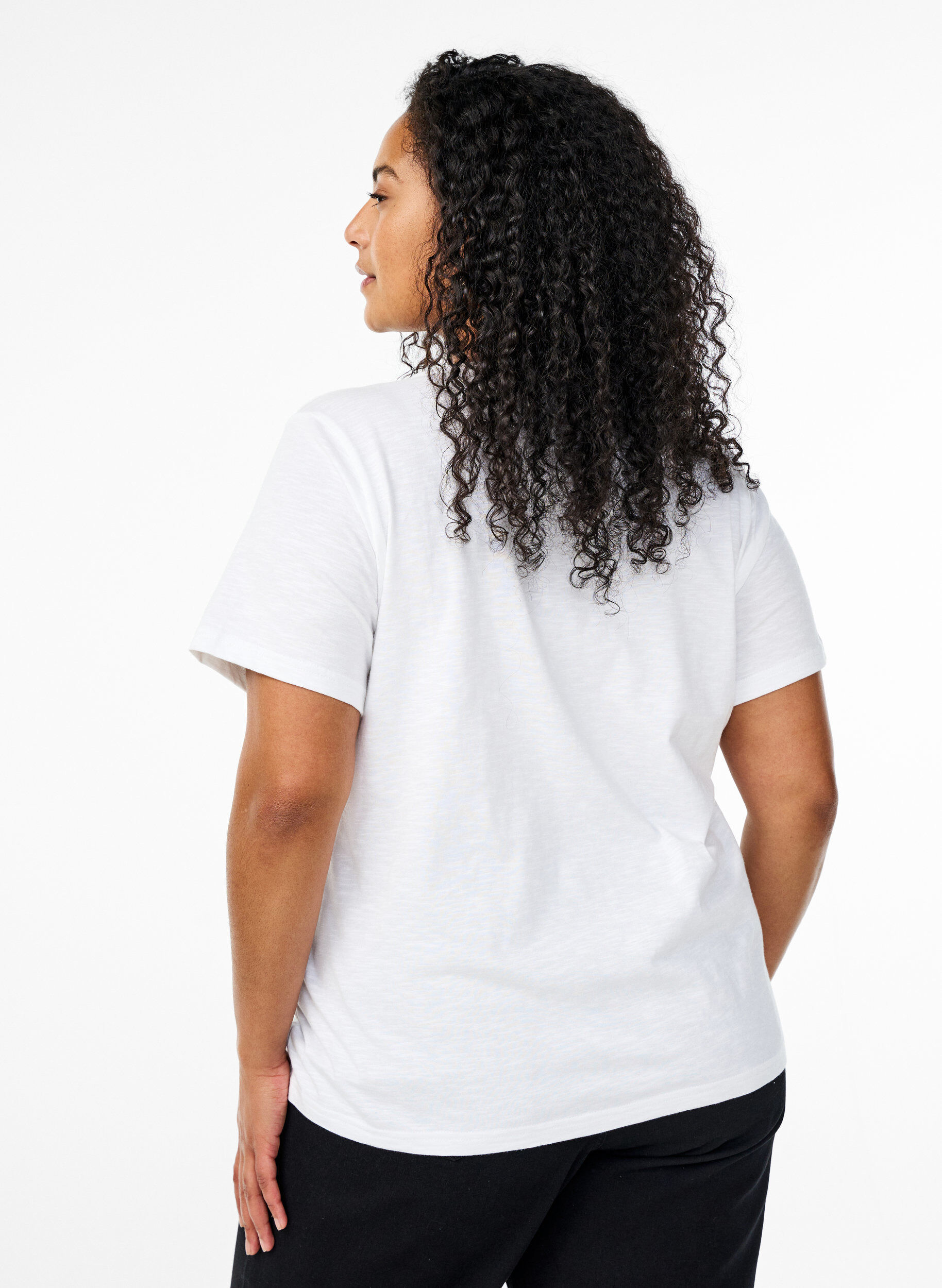 Zizzifashion FLASH - T-shirt with button detail, White, Model image number 2