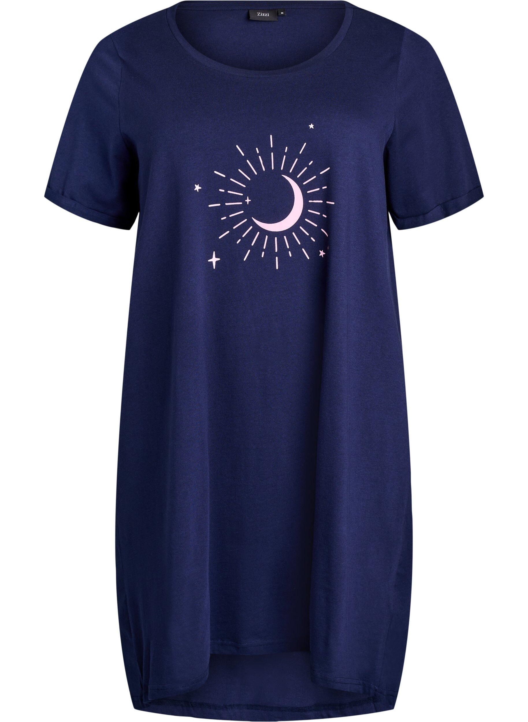 Zizzifashion Short-sleeved nightgown in organic cotton, Blue, Packshot image number 0
