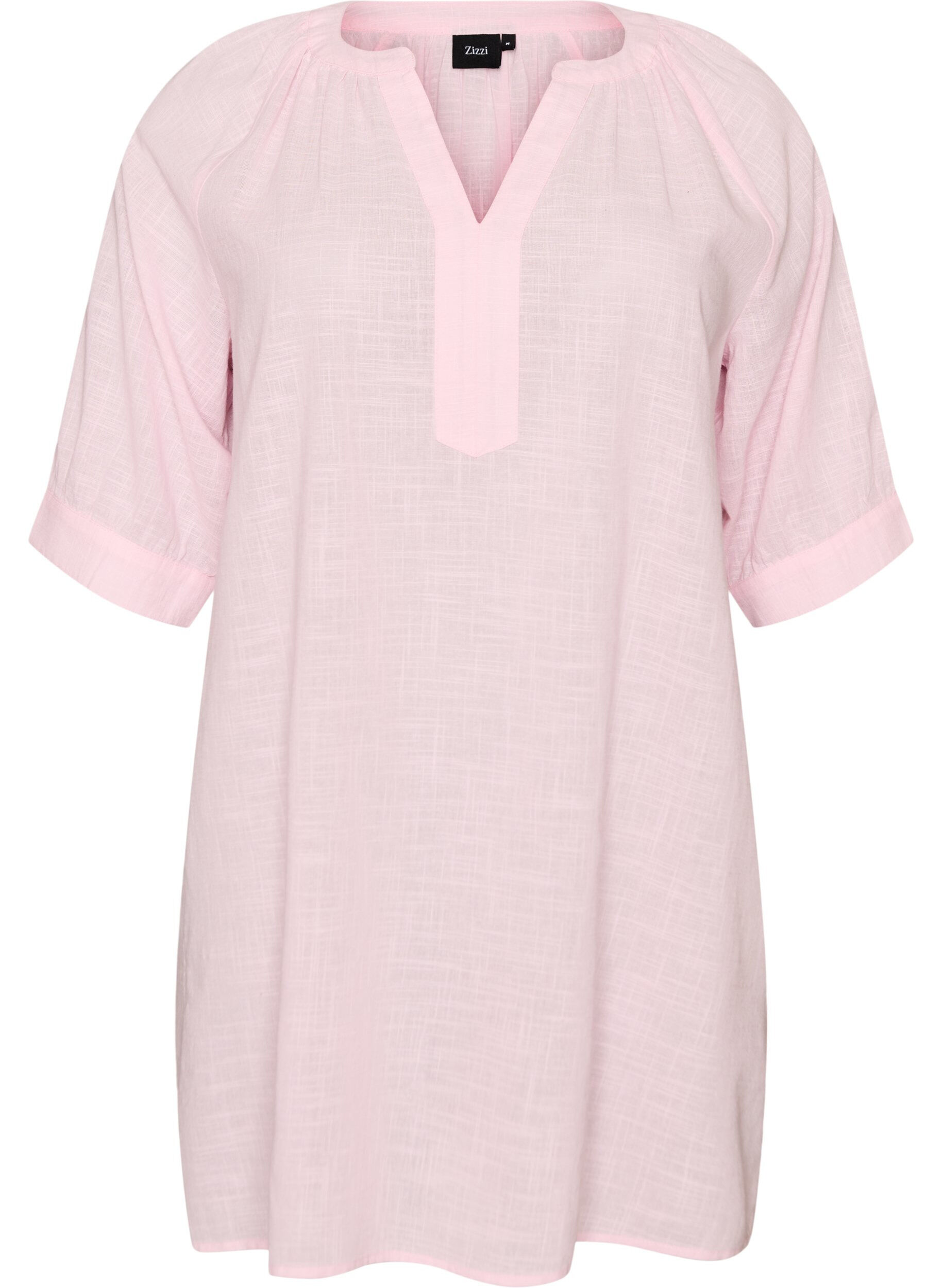 ZizzifashionCotton tunic with a V-neck, Rose, Packshot image number 0