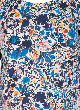 Floral blouse in cotton with short sleeves, Flower AOP, Packshot image number 2