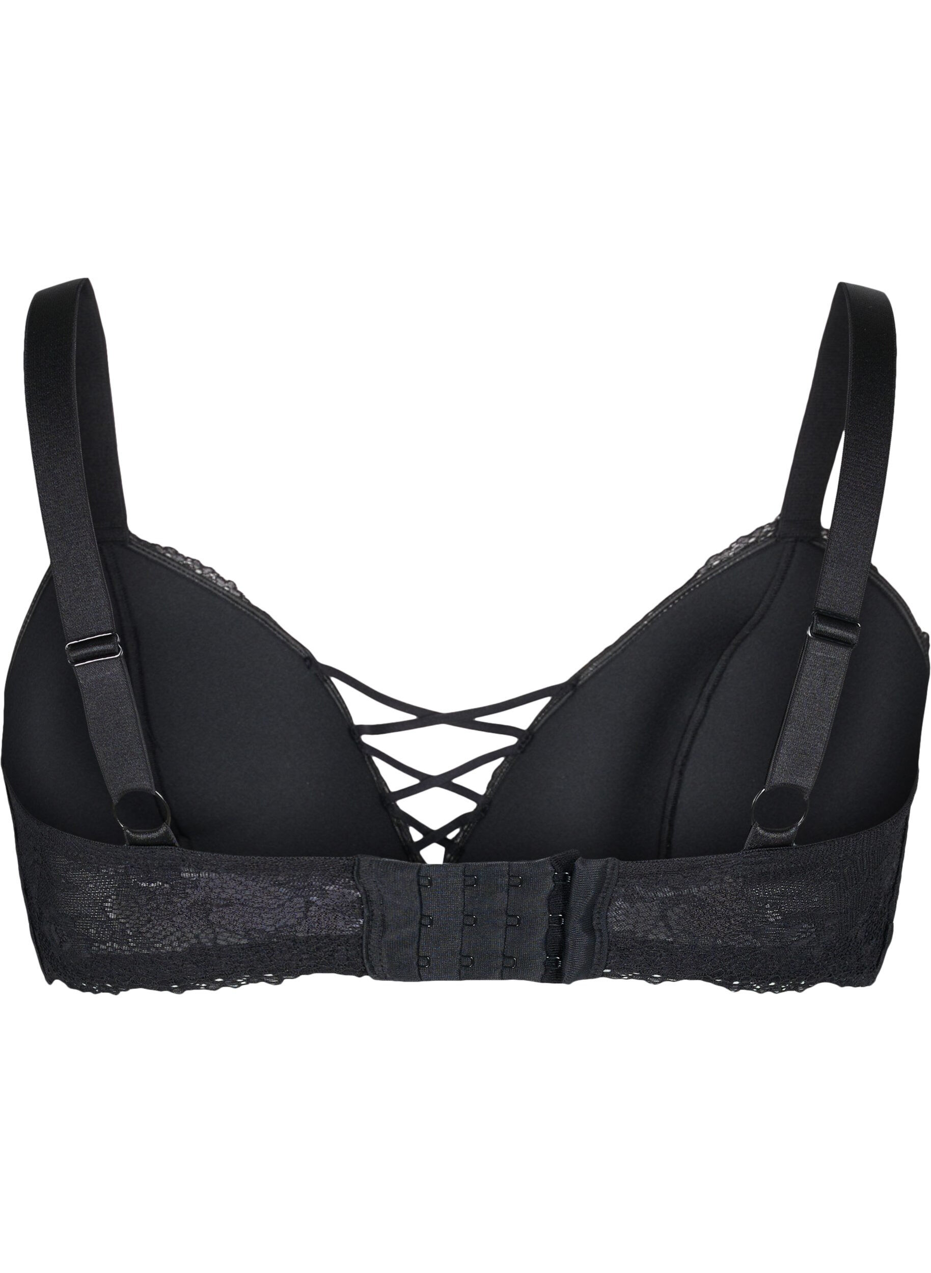 Zizzifashion Padded lace bra, Black, Packshot image number 1