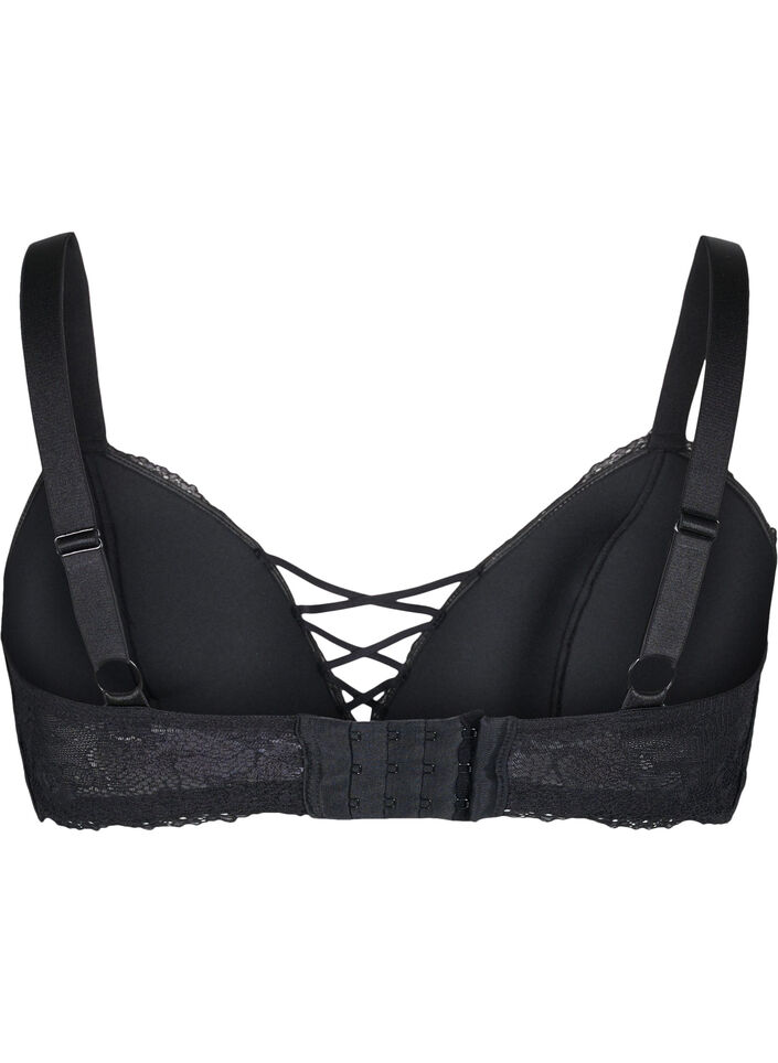 Padded lace bra, Black, Packshot image number 1
