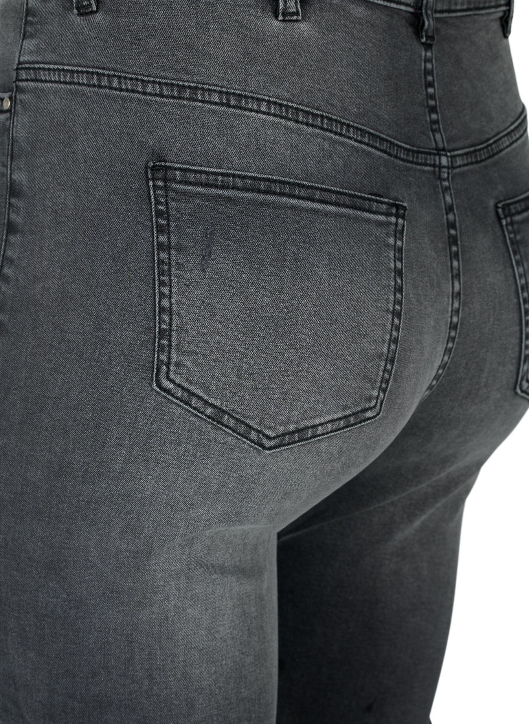 Zizzifashion Tight-fitting jeans with rip details, Grey Denim, Packshot image number 3