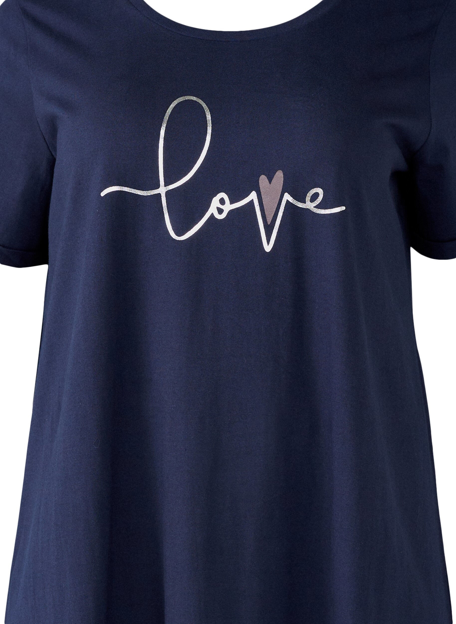 Zizzifashion Short-sleeved nightgown in organic cotton, Blue, Packshot image number 2