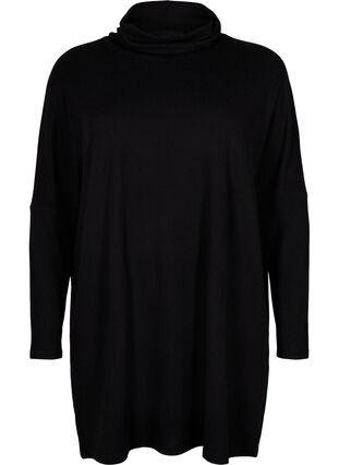 Tunic with long sleeves and high neck, Black, Packshot image number 0