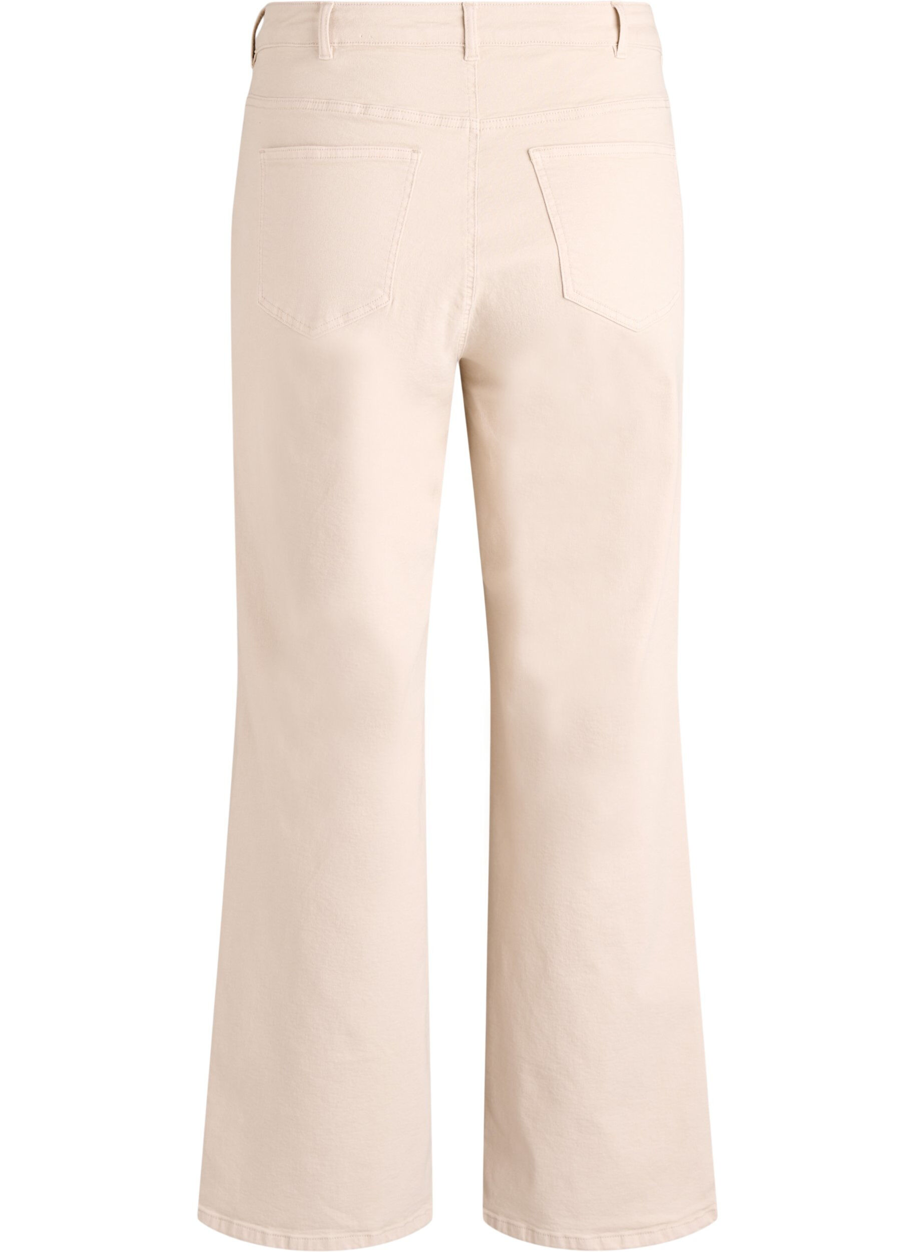 Zizzifashion Coloured Myra jeans with wide fit and high waist, Vanilla, Packshot image number 1