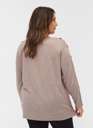 Long-sleeved blouse with button details, Rocky Road Melange, Model image number 1