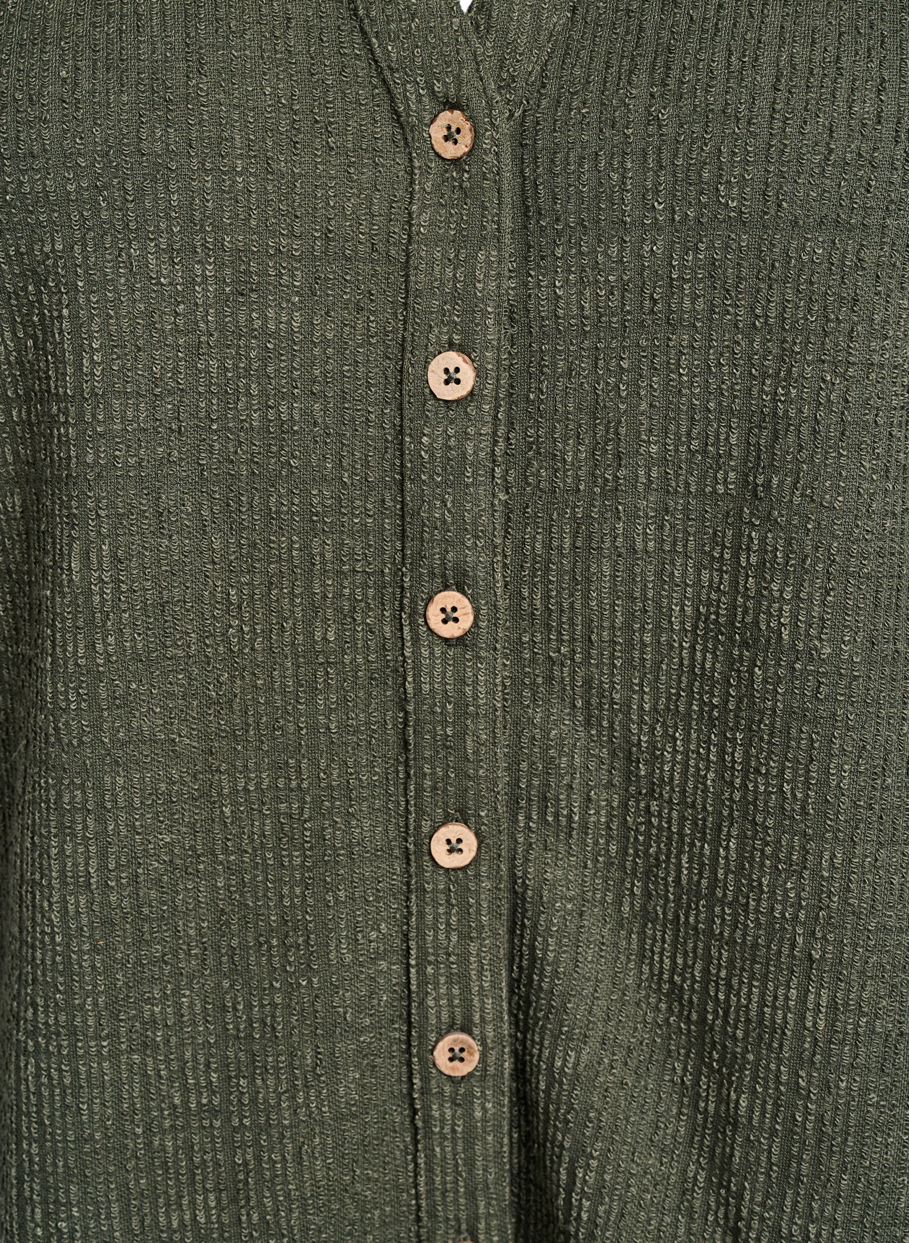 Zizzifashion Structured blouse with V-neckline, Thyme, Packshot image number 2