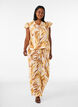 Viscose blouse with leaf print and ruffle details, Yellow, Model image number 1