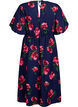 Midi dress with rose print and short balloon sleeves, Blue, Packshot image number 1