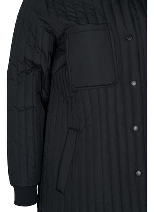 Quilted jacket with chest pockets and a collar, Black, Packshot image number 3