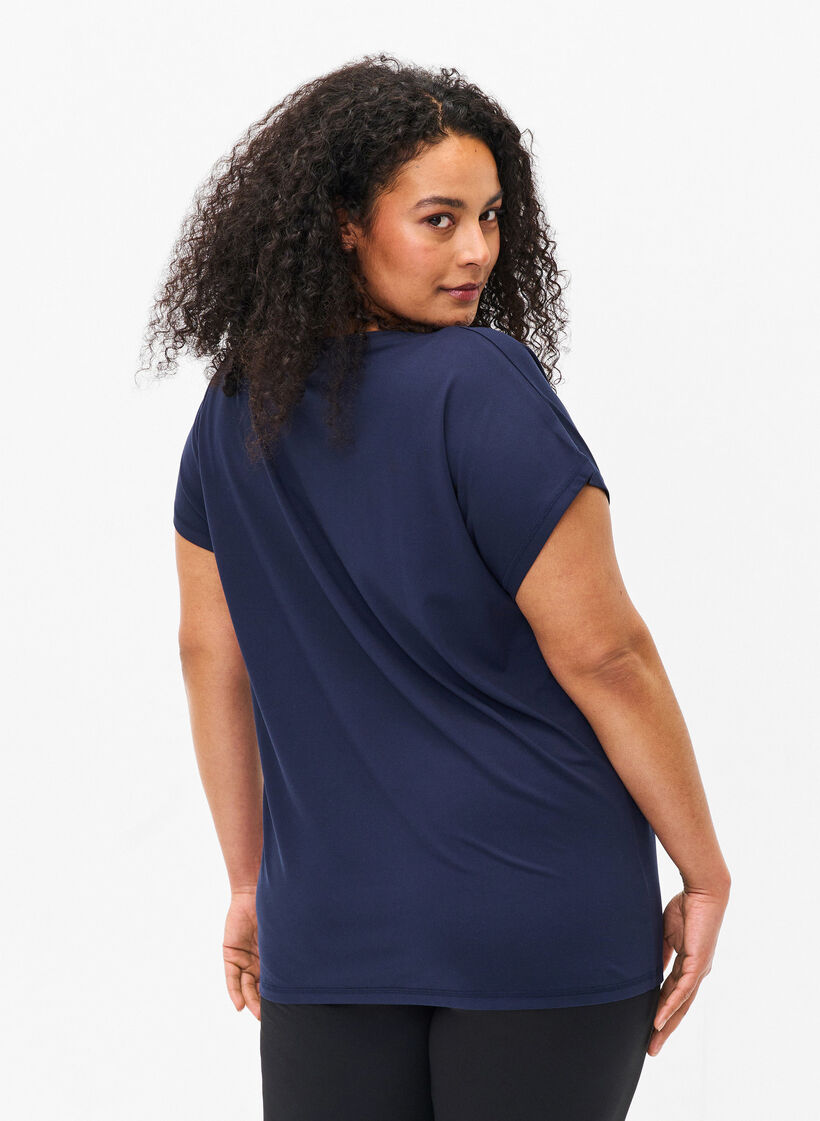 Short sleeved workout t-shirt, Blue, Model image number 2