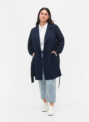 Trench coat with belt and pockets, Navy Blazer, Model image number 2