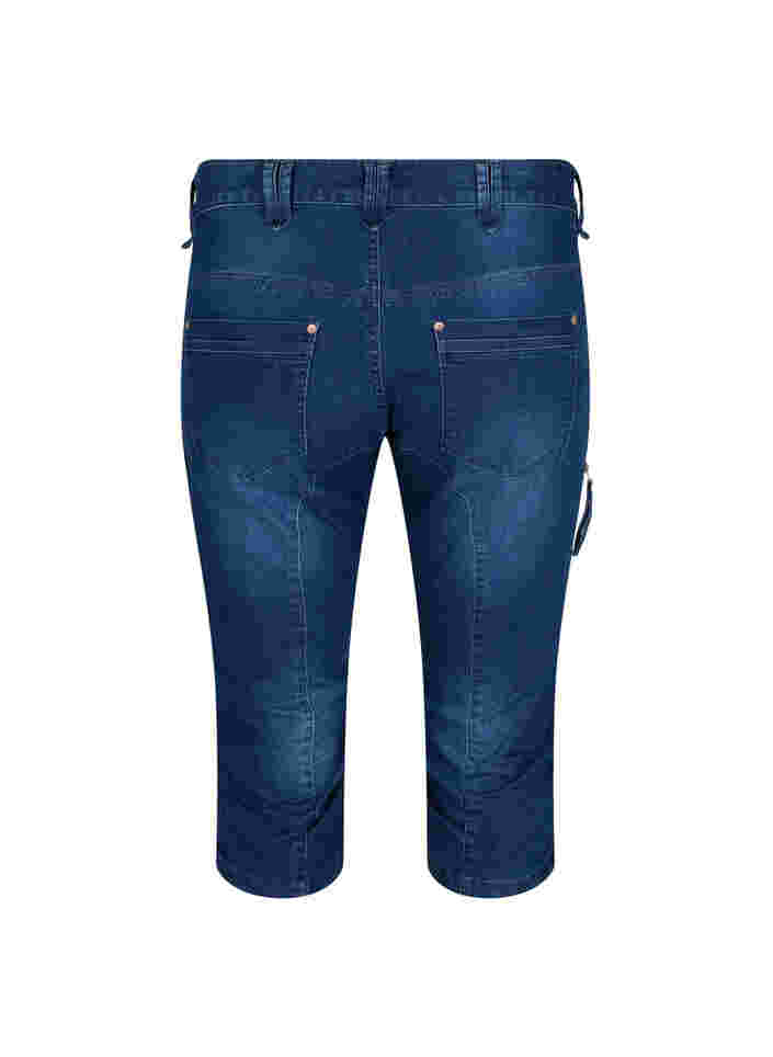 Slim fit capri jeans with pockets, Dark blue denim, Packshot image number 1