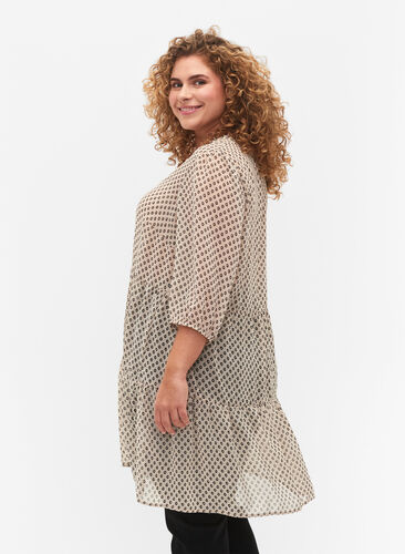 FLASH - Printed tunic with 3/4 sleeves, Off White Dot , Model image number 1