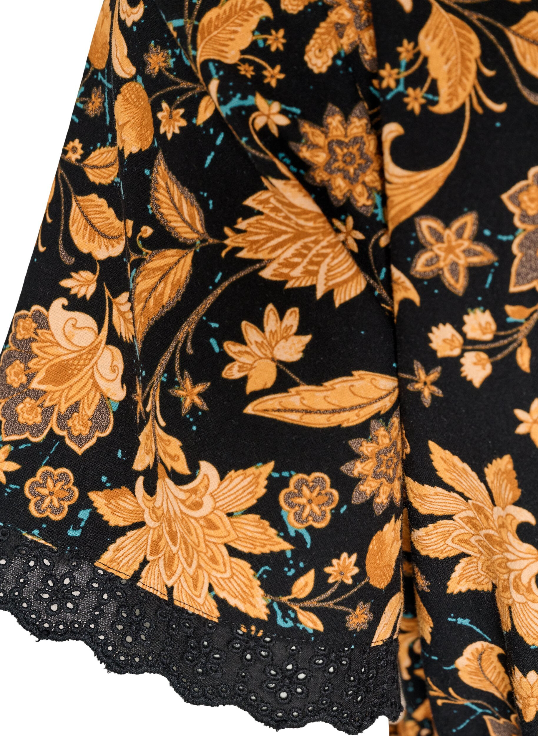 ZizzifashionFloral cotton blouse with tie-fastening, Orange, Packshot image number 4