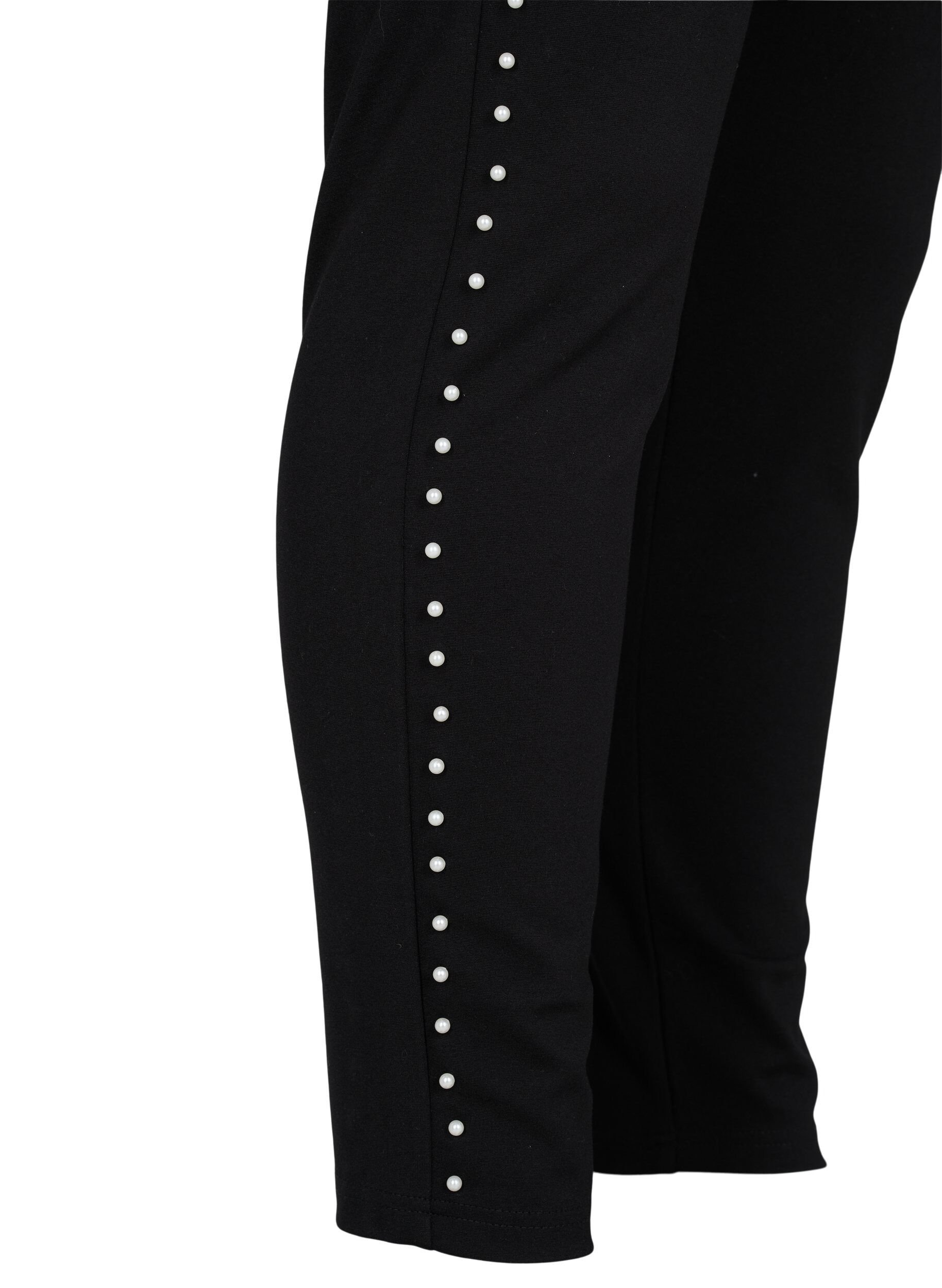 Zizzifashion Leggings with pearls, Black, Packshot image number 3