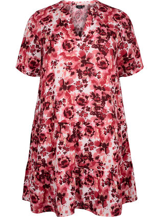 Cotton dress with heart print, Pink AOP Flower, Packshot image number 0