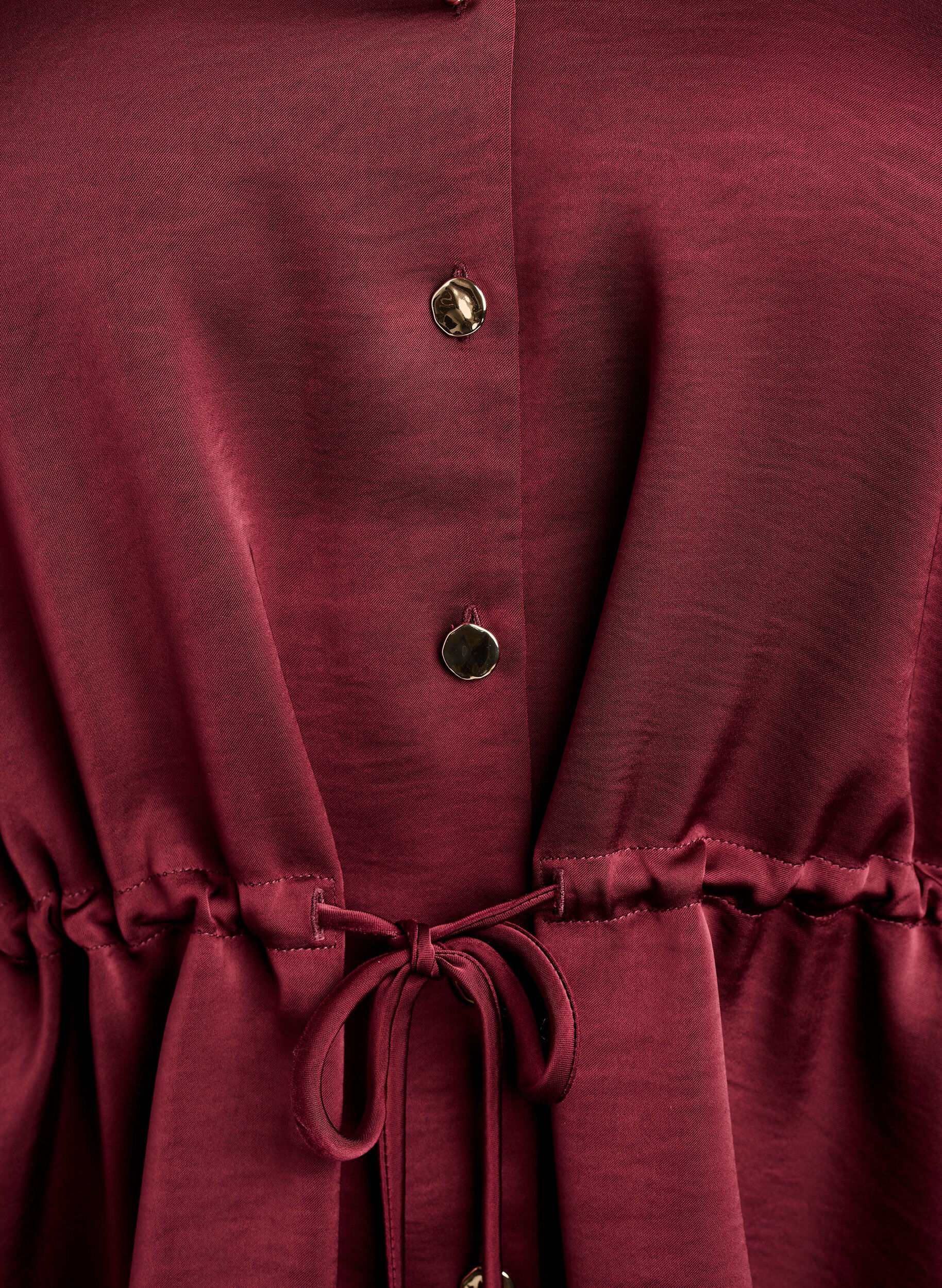 Zizzifashion Party blouse in satin-look with buttons and adjustable waist, Dark Bordeaux, Packshot image number 2