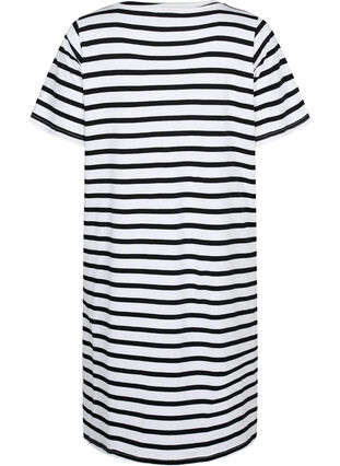 Striped jersey dress with short sleeves, Black Stripes, Packshot image number 1