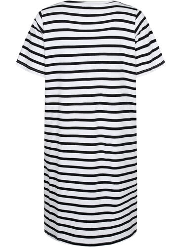Striped jersey dress with short sleeves, Black Stripes, Packshot image number 1