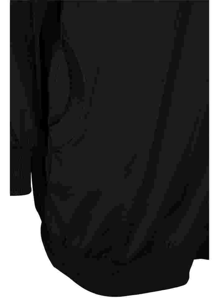 Long hooded sports cardigan with pockets, Black, Packshot image number 3