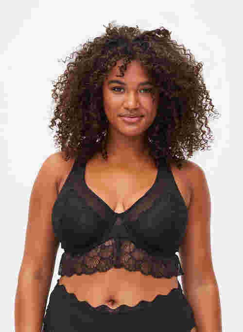 Lace bra with underwire and mesh