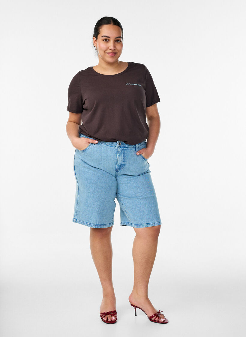 T-shirt with motif, Brown, Model image number 1