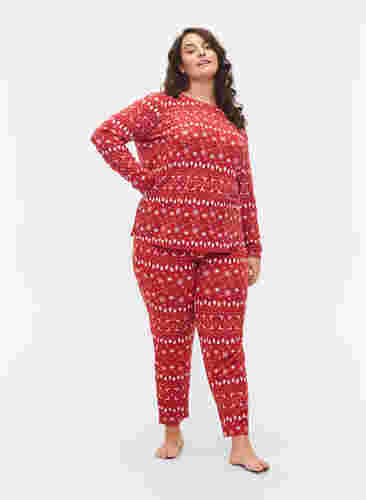Top with Christmas print, Tango Red/White AOP, Model image number 2
