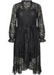 Lace dress with wrap skirt and ruffles, Black, Packshot image number 0