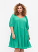 A-shaped short dress with a V-neck, Deep Mint, Model image number 0